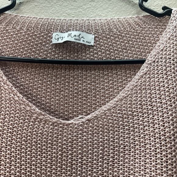 Gigi Moda Knit Sweater Italy Pink Oversized Lagenlook Cropped Chic Modal Blend - Picture 2 of 7